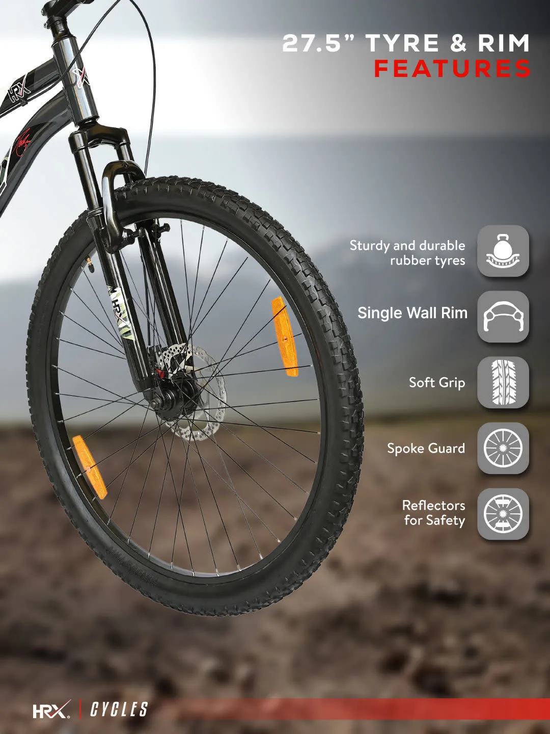 HRX Cycles by Hrithik Roshan GENZ27TBLACK Steel Single Speed 27.5 inch Mountain Cycle, Black, Free Trainer Sessions and Cycling Event