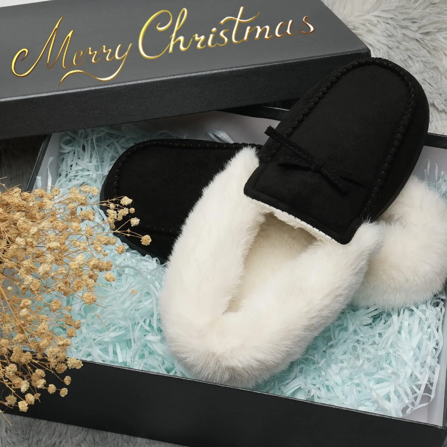 IceUnicorn Womens Moccasin Slippers Breathable Micro Suede Soft Memory Foam House Slippers Indoor Outdoor Warm Faux Fur Lining House Shoes