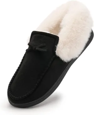 IceUnicorn Womens Moccasin Slippers Breathable Micro Suede Soft Memory Foam House Slippers Indoor Outdoor Warm Faux Fur Lining House Shoes