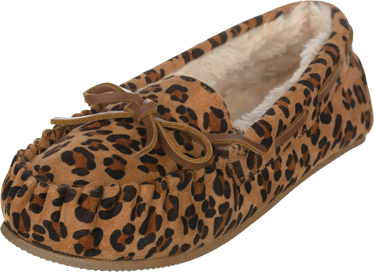 ILLUDE Women’s Moccasin Slipper Vegan Suede Faux Fur Lined Indoor Outdoor Moccasins Slip On Loafers Moccasins Shoes