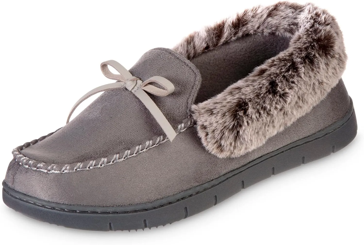 isotoner Women's Microsuede Moccasin Slippers Non-Slip, Indoor/Outdoor, Memory Foam, Machine Washable