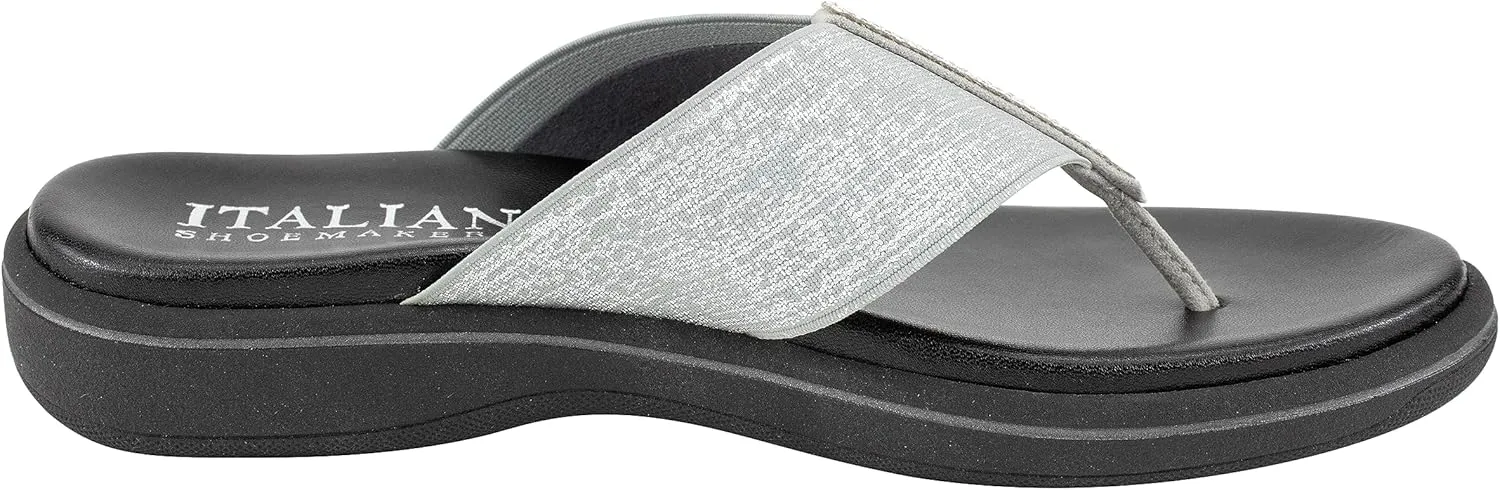 ITALIAN Shoemakers Linna Womens Rhinestone Glitter Thong Dressy Sandal for Women
