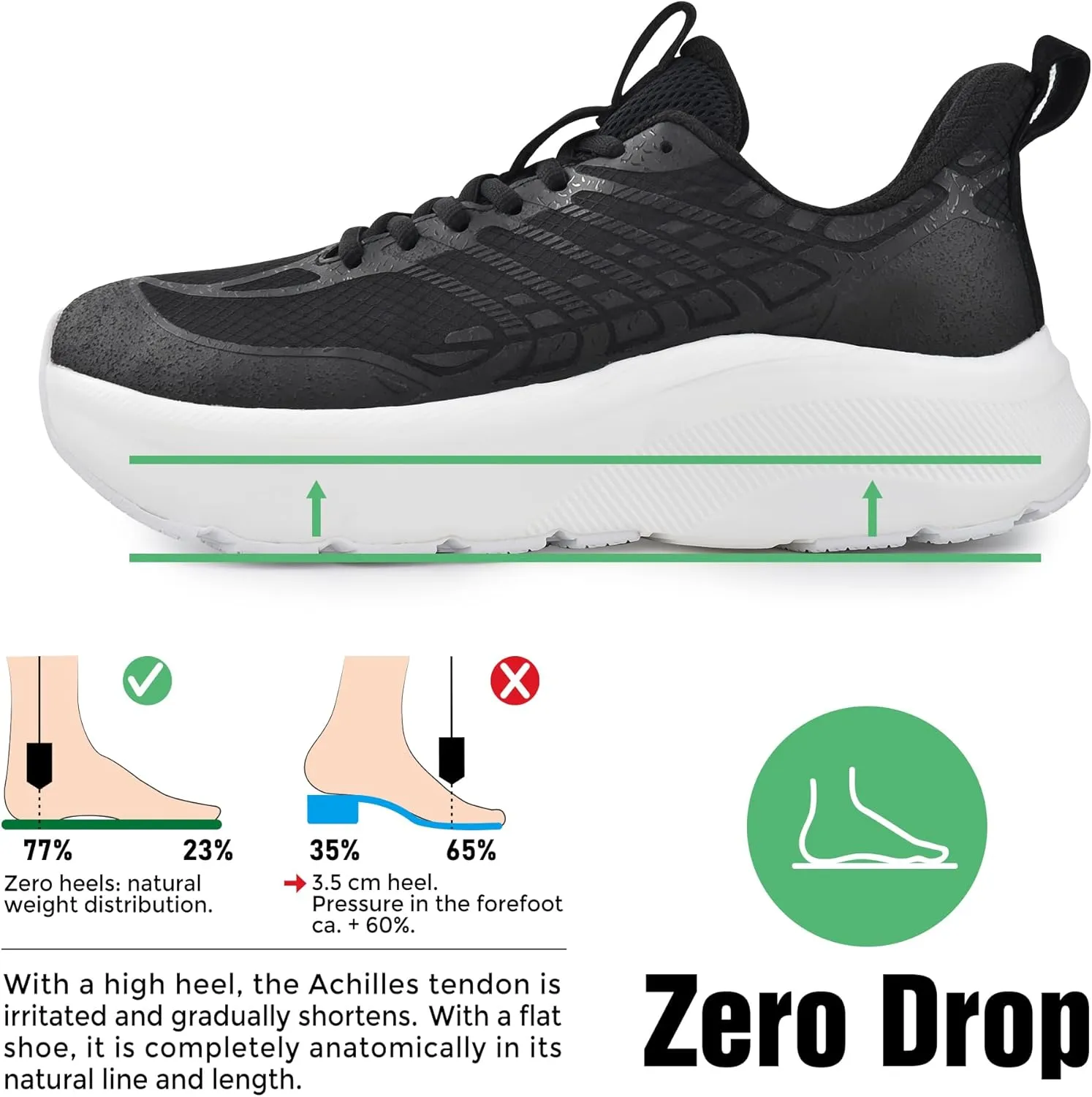 JACKSHIBO Wide Toe Box Men's Running & Tennis Athletic Gym Workout Cross Training Sneakers - Cushioned Memory Foam Thick Zero Drop Sole