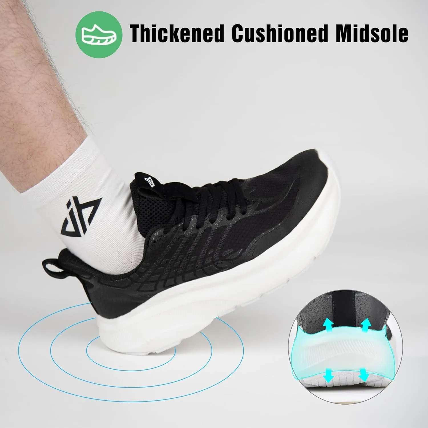 JACKSHIBO Wide Toe Box Men's Running & Tennis Athletic Gym Workout Cross Training Sneakers - Cushioned Memory Foam Thick Zero Drop Sole