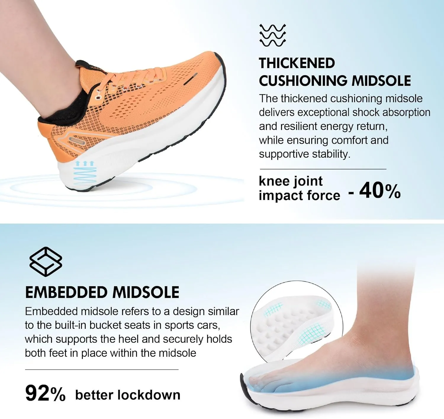 JACKSHIBO Wide Toe Box Shoes Women Arch Support Wide Sneakers for Running Walking Athletic Tennis Orthopedic Plantar Fasciitis Workout with Thick Cushion Zero Drop Sole Width Shoes