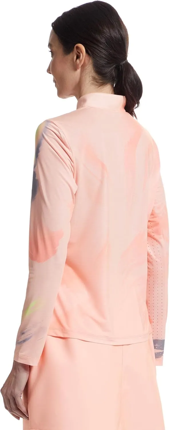 Jamie Sadock Women's Sunsense Feathers Print Long Sleeve 1/4 Zip Sun Protection Top