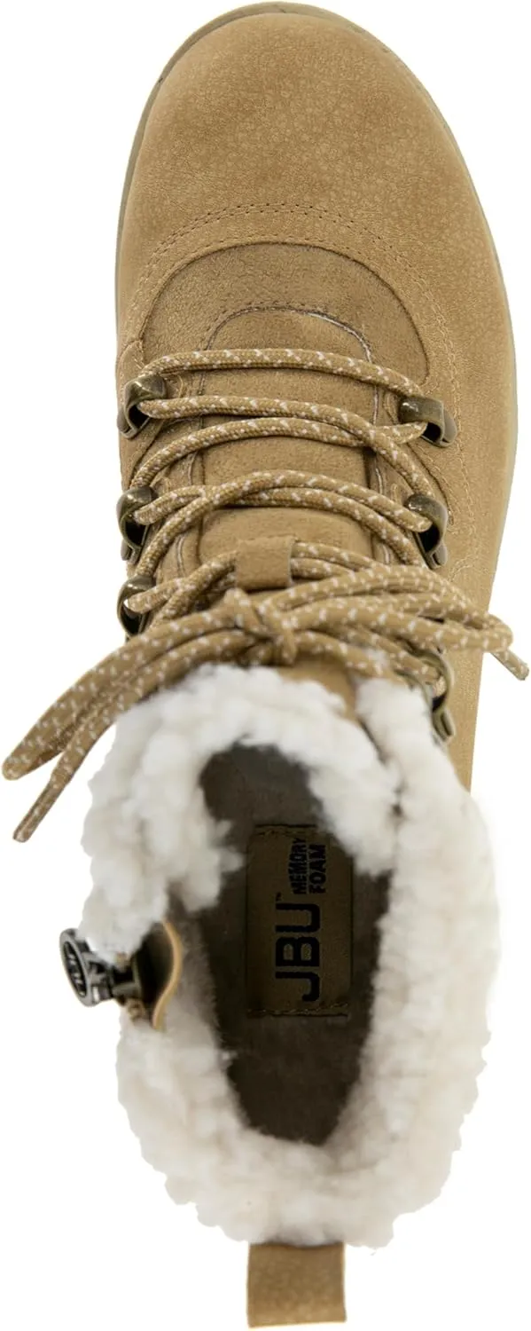 JBU Women's Poland Lace Up with Faux Shearling Fashion Comfort Waterproof Ankle Boot