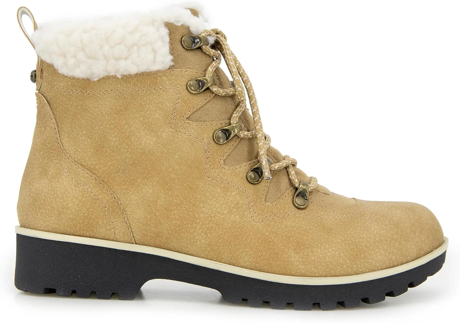 JBU Women's Poland Lace Up with Faux Shearling Fashion Comfort Waterproof Ankle Boot