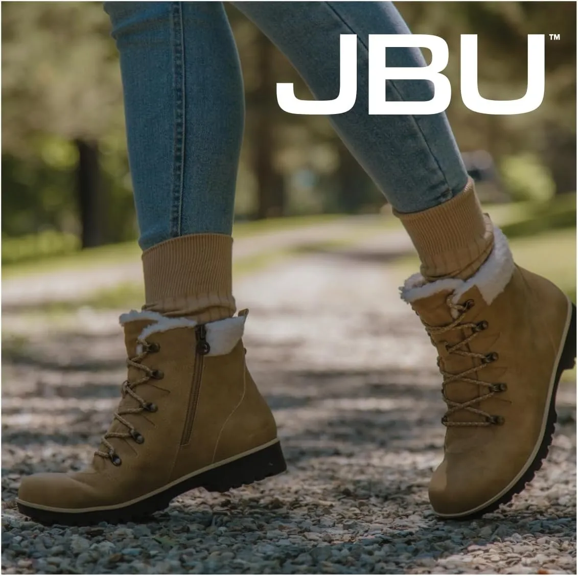 JBU Women's Poland Lace Up with Faux Shearling Fashion Comfort Waterproof Ankle Boot