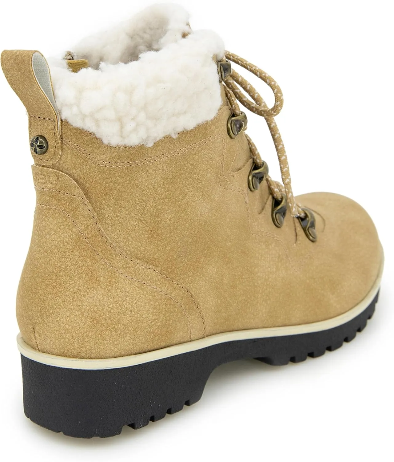JBU Women's Poland Lace Up with Faux Shearling Fashion Comfort Waterproof Ankle Boot