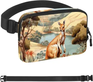 Jungle Kangaroo-1542 Unisex Style Fanny Pack: Fashion Waist Packs, Crossbody Bags Sport Slim Fashionable for Jogging Hiking Hiker Woman Man