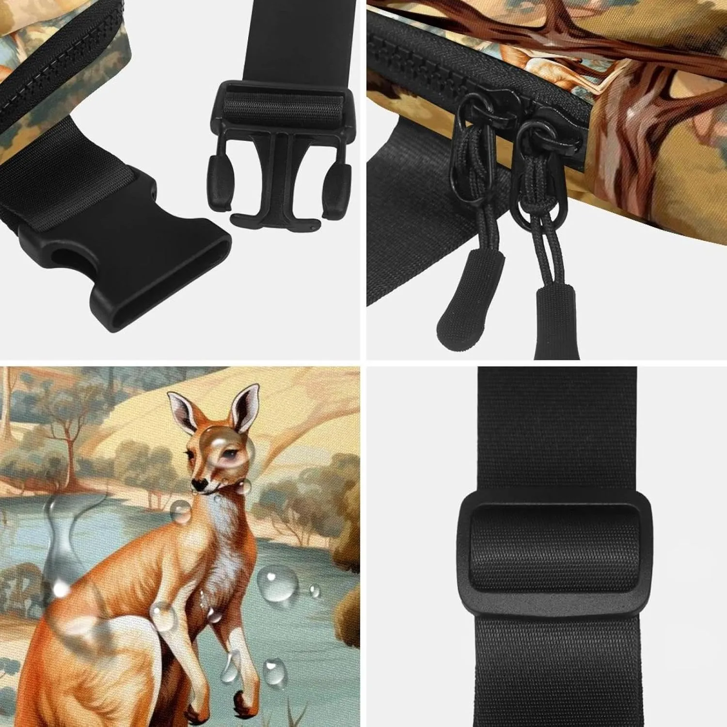 Jungle Kangaroo-1542 Unisex Style Fanny Pack: Fashion Waist Packs, Crossbody Bags Sport Slim Fashionable for Jogging Hiking Hiker Woman Man