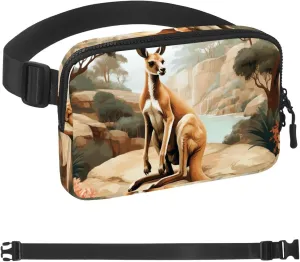 Jungle Kangaroo-1545 Unisex Style Fanny Pack: Fashion Waist Packs, Crossbody Bags Sport Slim Fashionable for Jogging Hiking Hiker Woman Man