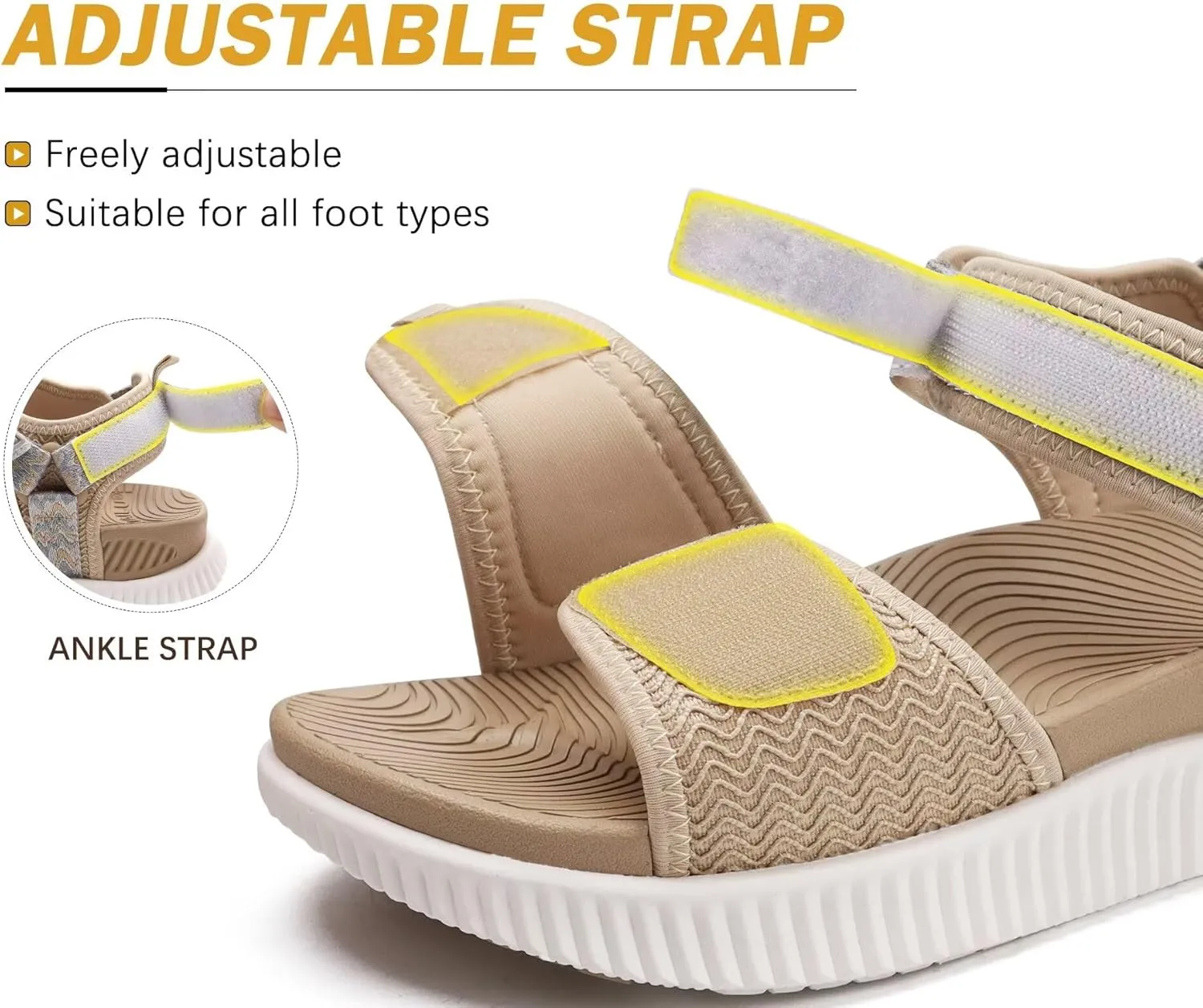 KuaiLu Womens Orthopedic Walking Sandals Ladies Recovery Sport Thick Athletic Cushion Outdoor Hiking Water Sandles Adjustable Strap Sandals with Comfortable Plantar Fasciitis Arch Support
