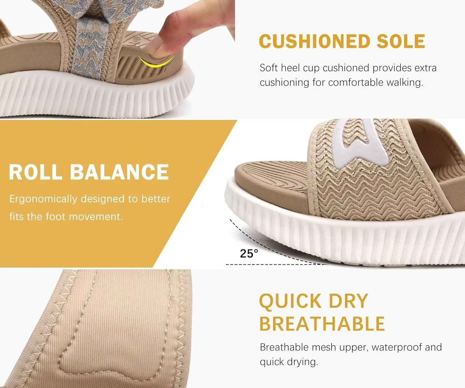KuaiLu Womens Orthopedic Walking Sandals Ladies Recovery Sport Thick Athletic Cushion Outdoor Hiking Water Sandles Adjustable Strap Sandals with Comfortable Plantar Fasciitis Arch Support