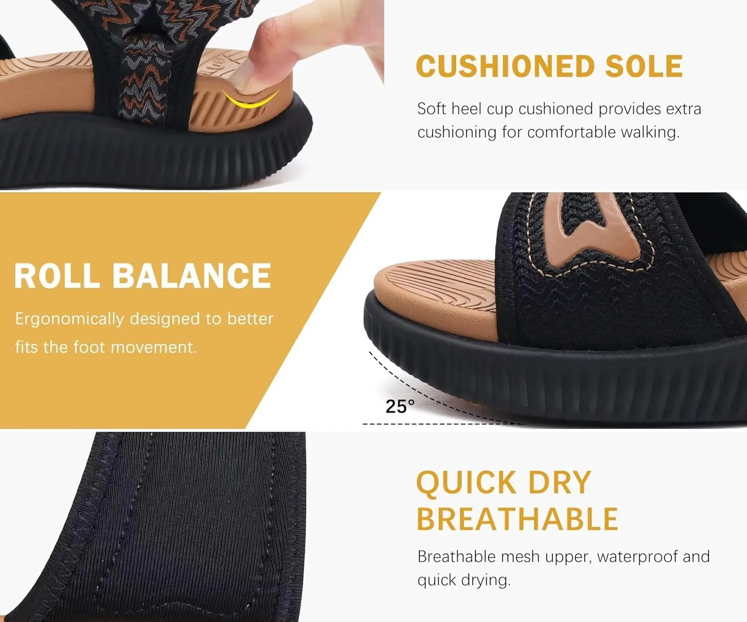 KuaiLu Womens Orthopedic Walking Sandals Ladies Recovery Sport Thick Athletic Cushion Outdoor Hiking Water Sandles Adjustable Strap Sandals with Comfortable Plantar Fasciitis Arch Support