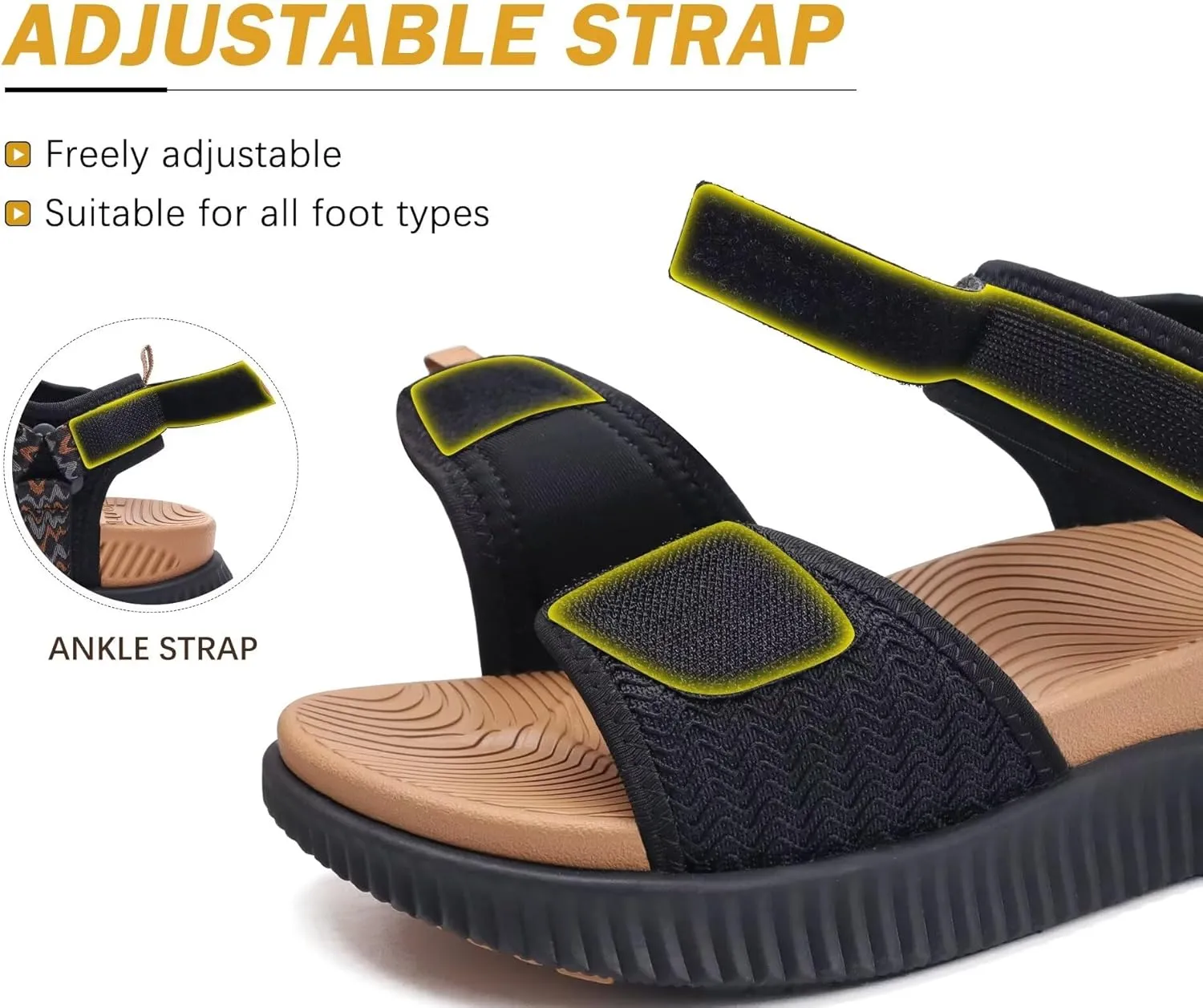KuaiLu Womens Orthopedic Walking Sandals Ladies Recovery Sport Thick Athletic Cushion Outdoor Hiking Water Sandles Adjustable Strap Sandals with Comfortable Plantar Fasciitis Arch Support