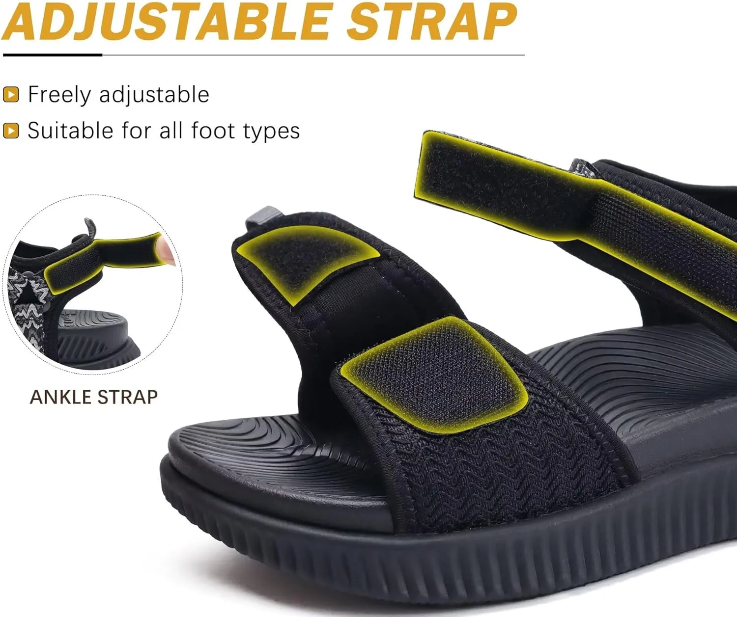 KuaiLu Womens Orthopedic Walking Sandals Ladies Recovery Sport Thick Athletic Cushion Outdoor Hiking Water Sandles Adjustable Strap Sandals with Comfortable Plantar Fasciitis Arch Support