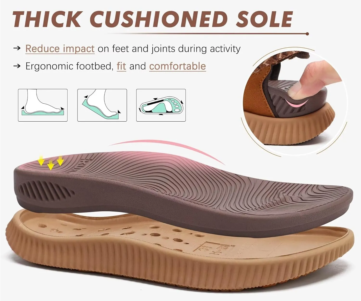 KuaiLu Womens Orthopedic Walking Sandals Recovery Sport Outdoor Hiking Water Sandles Thick Athletic Cushion Adjustable Leather Strap Sandals with Comfortable Plantar Fasciitis Arch Support