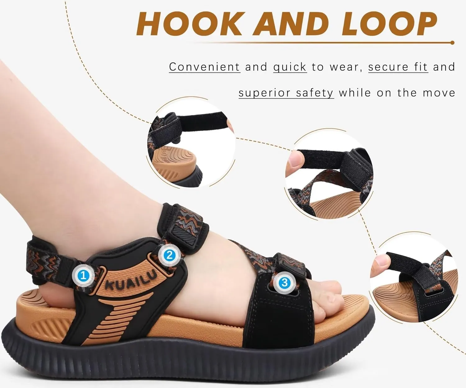 KuaiLu Womens Orthopedic Walking Sandals Recovery Sport Outdoor Hiking Water Sandles Thick Athletic Cushion Adjustable Leather Strap Sandals with Comfortable Plantar Fasciitis Arch Support
