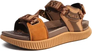 KuaiLu Womens Orthopedic Walking Sandals Recovery Sport Outdoor Hiking Water Sandles Thick Athletic Cushion Adjustable Leather Strap Sandals with Comfortable Plantar Fasciitis Arch Support