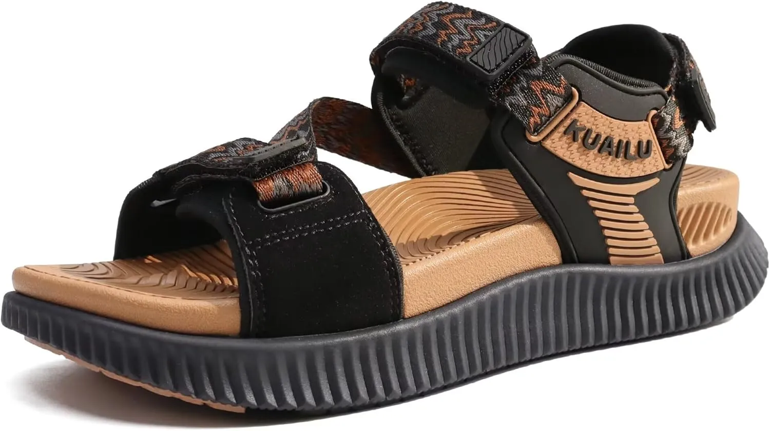 KuaiLu Womens Orthopedic Walking Sandals Recovery Sport Outdoor Hiking Water Sandles Thick Athletic Cushion Adjustable Leather Strap Sandals with Comfortable Plantar Fasciitis Arch Support