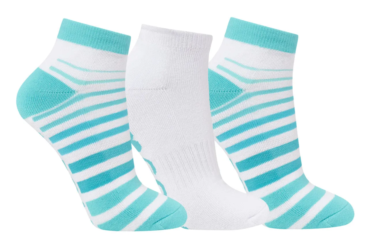 Ladies Golf Trainer Socks - 3 Pair Pack Pack - Aqua