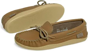 Laurentian Chief Moccasins with 8-Hole Collar for Ladies – Stylish and Comfortable House Slippers with Natural Rubber Sole – Leather Indoor and Outdoor Slippers