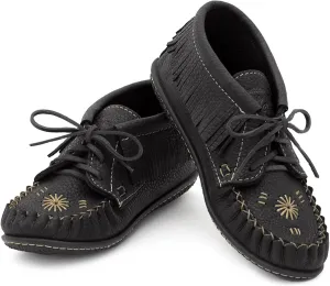 Laurentian Chief Moccasins Women Ankle Boot – Stylish Ankle Boots with Inca Embroidery, Comfortable Insole, Durable Rubber Sole, Made in Canada