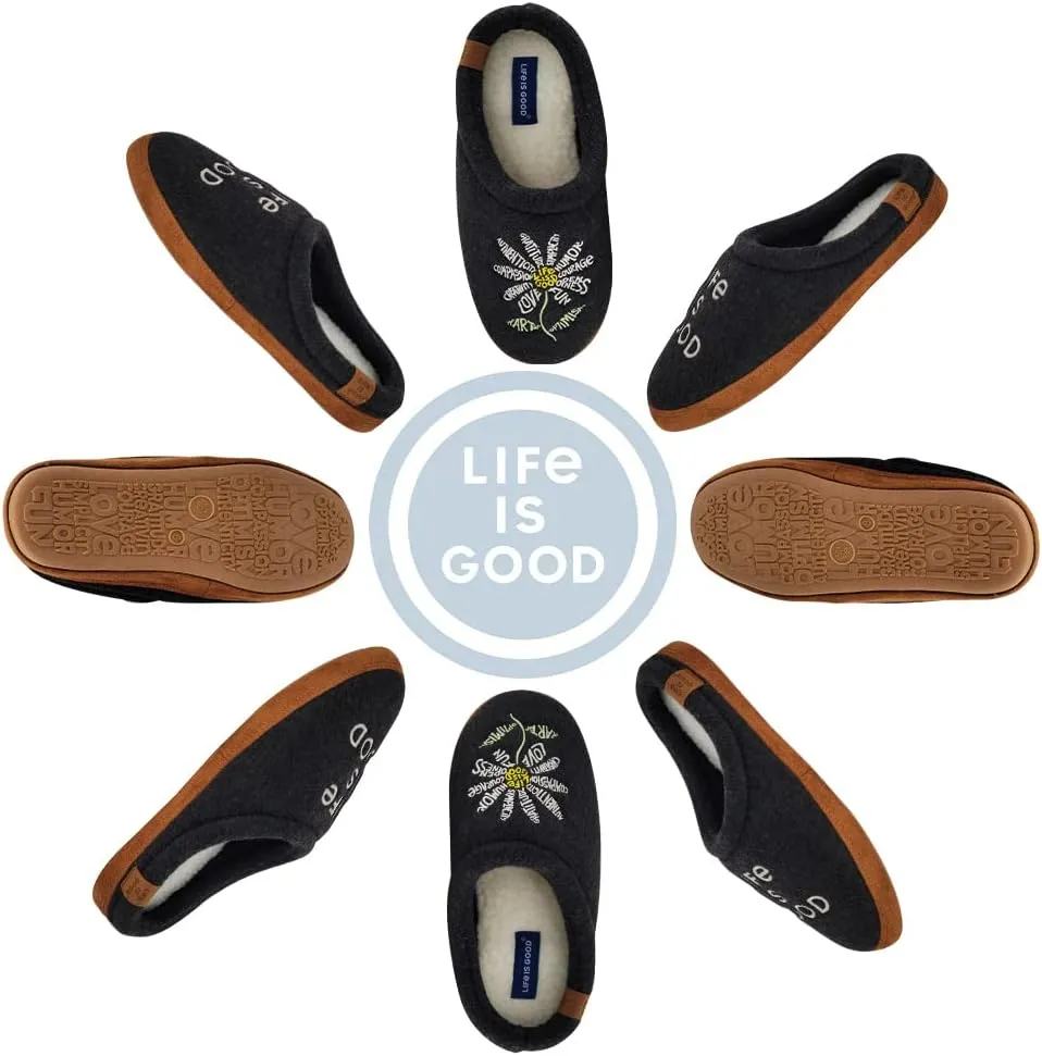 Life is Good Women's Moccasin Slippers, 303593W - Suede & Fleece Open Back Indoor/Outdoor Slip-Ons - Plush & Cozy Slides with Soft Foam & Rubber Soles Stylish & Comfy Available in Different Designs