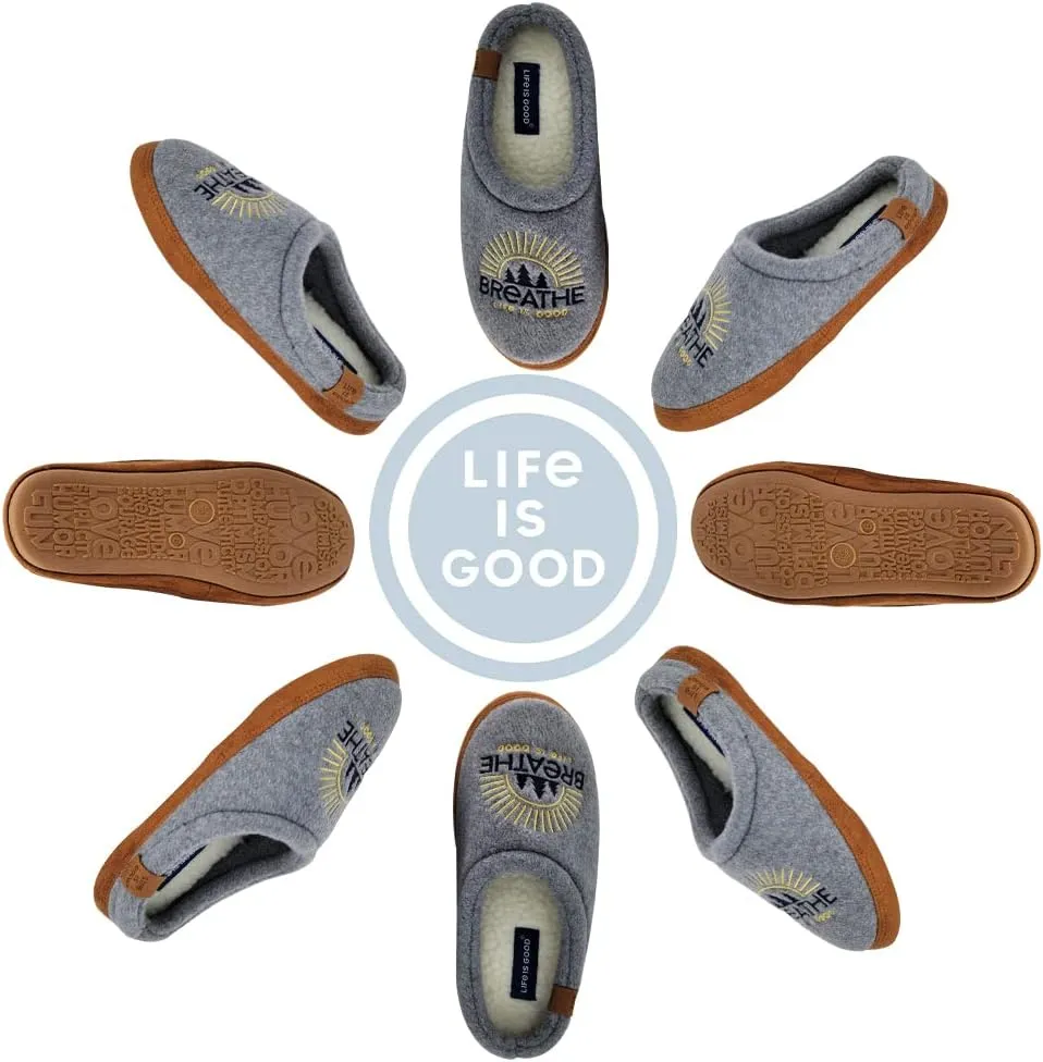 Life is Good Women's Moccasin Slippers, 303593W - Suede & Fleece Open Back Indoor/Outdoor Slip-Ons - Plush & Cozy Slides with Soft Foam & Rubber Soles Stylish & Comfy Available in Different Designs