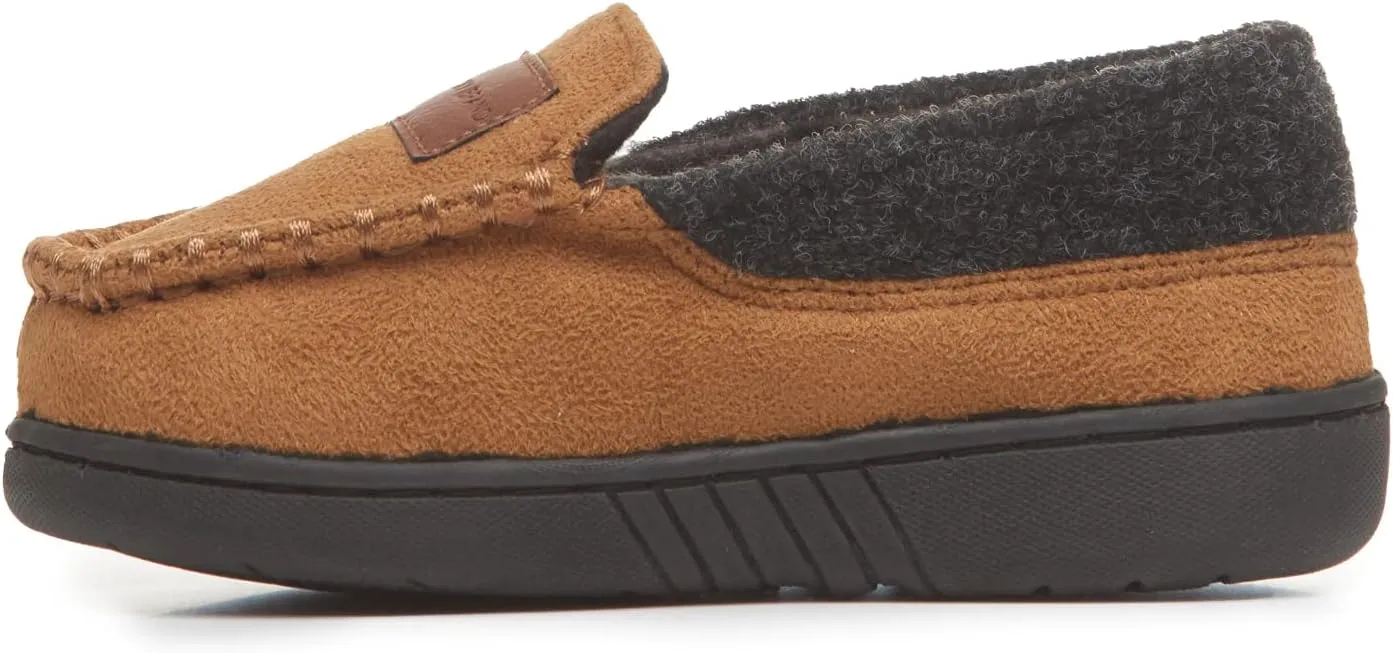 Lucky Brand Boys' Micro Suede Fuzzy Lined Moccasin Slippers