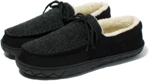 MAINCH Mens Moccasin Slippers with Memory Foam Insoles Warm Furry Lining Indoor Outdoor Size 7-16