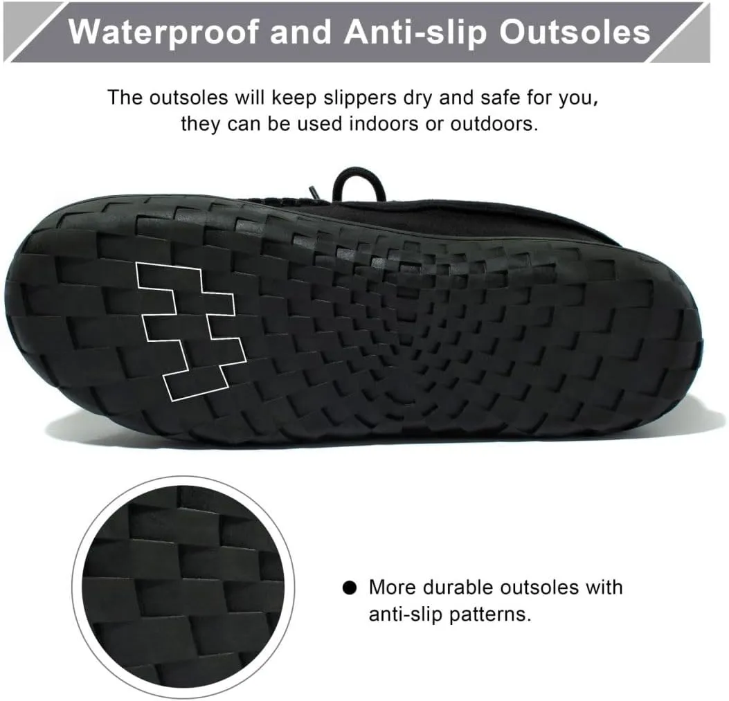 MAINCH Mens Moccasin Slippers with Memory Foam Insoles Warm Furry Lining Indoor Outdoor Size 7-16