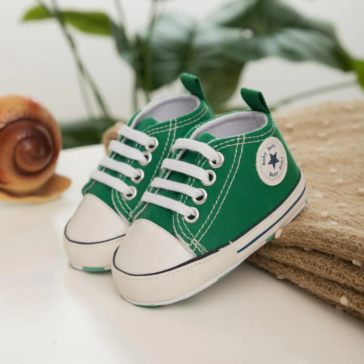 Meckior Baby Girls Boys Canvas Sneakers Soft Sole High-Top Ankle Infant First Walkers Crib Shoes
