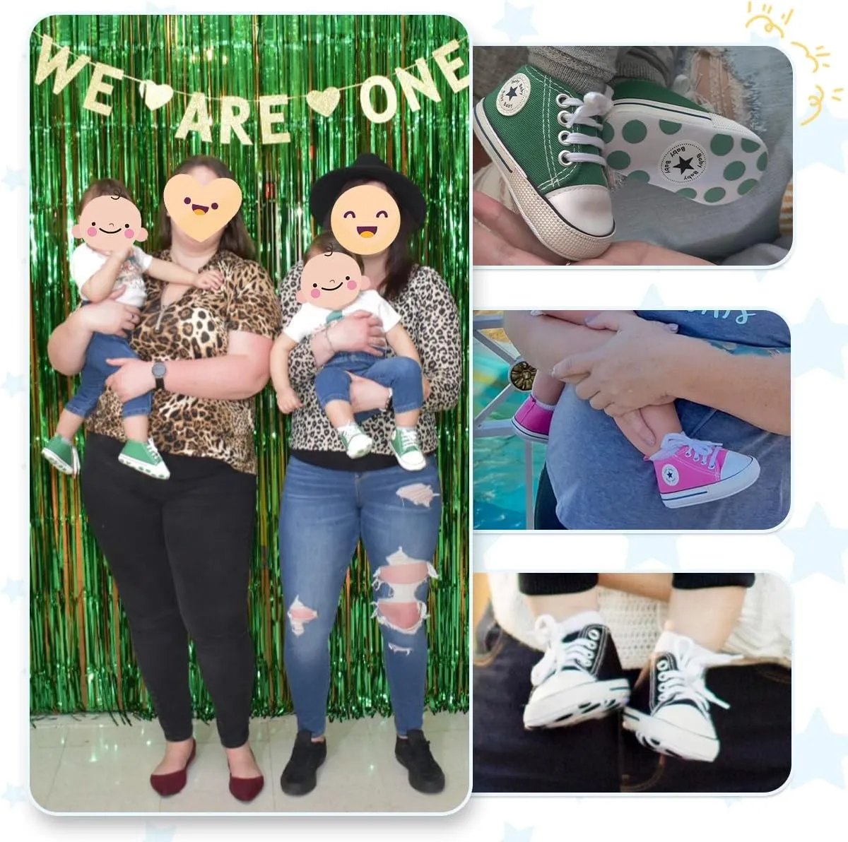 Meckior Baby Girls Boys Canvas Sneakers Soft Sole High-Top Ankle Infant First Walkers Crib Shoes
