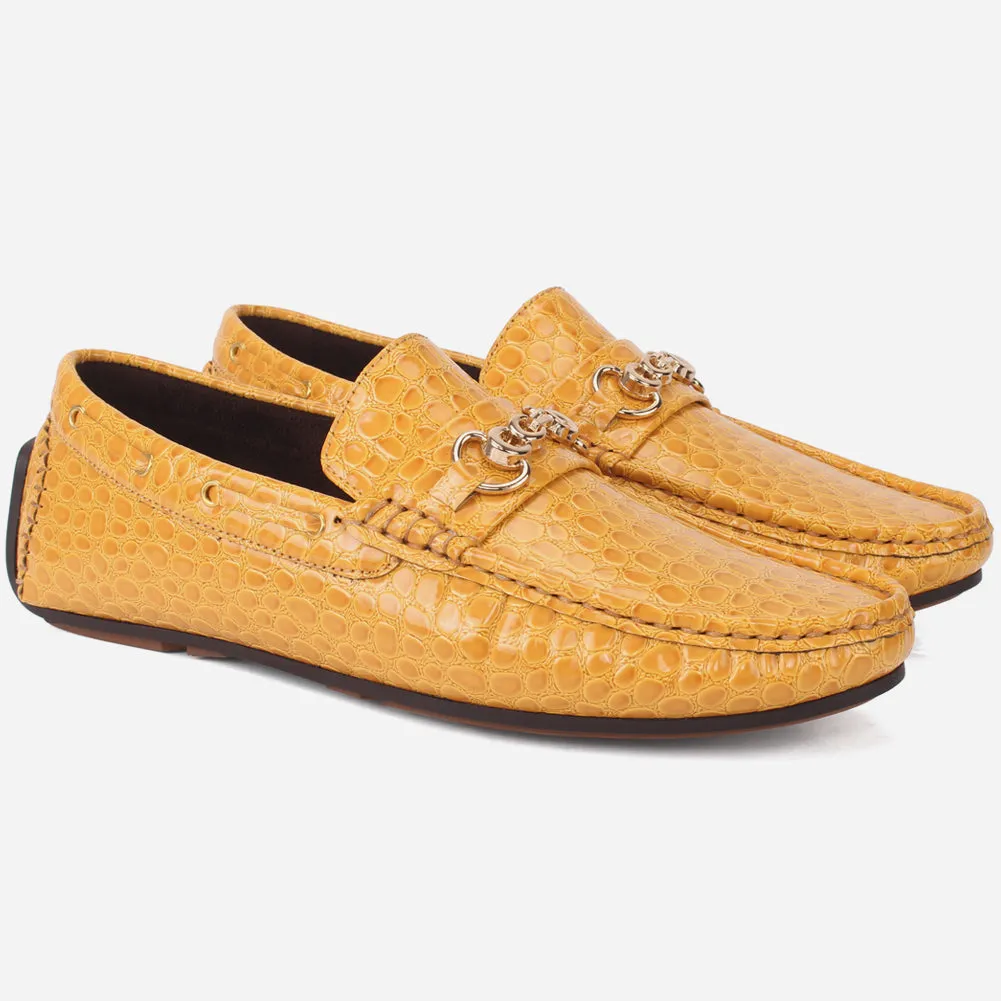 Men "HOLA" Textured Slip Ons Moccasin