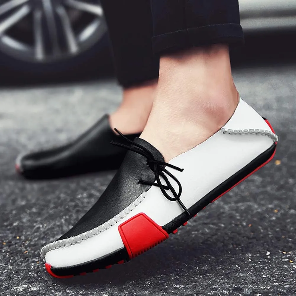 Men's Casual Driving Loafers Tide Leather Walking Moccasin Vintage Comfort Business Shoes