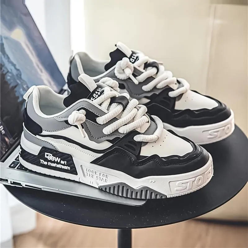 Men's Fashion Street Style Thick Soled Skateboard Shoes, Comfortable Non-Slip Sneakers for Men, Men's Outdoor Activities Shoes