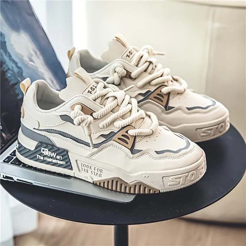 Men's Fashion Street Style Thick Soled Skateboard Shoes, Comfortable Non-Slip Sneakers for Men, Men's Outdoor Activities Shoes