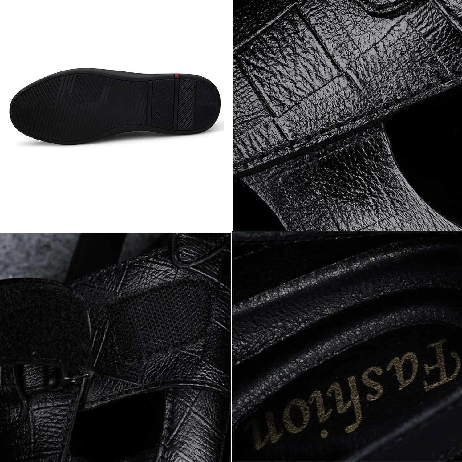 Men's Genuine Leather Hollow-Out Business Sandals,Adjustable Closed Toe Flat Fisherman Shoes,Summer Outdoor Casual Anti-Slip Beach Sandals