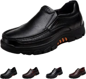 Men's Leather Arch Support Dress Shoes,Comfort Slip On/Lace up Non-Slip Softsole Casual Oxford Travel Walking Loafers