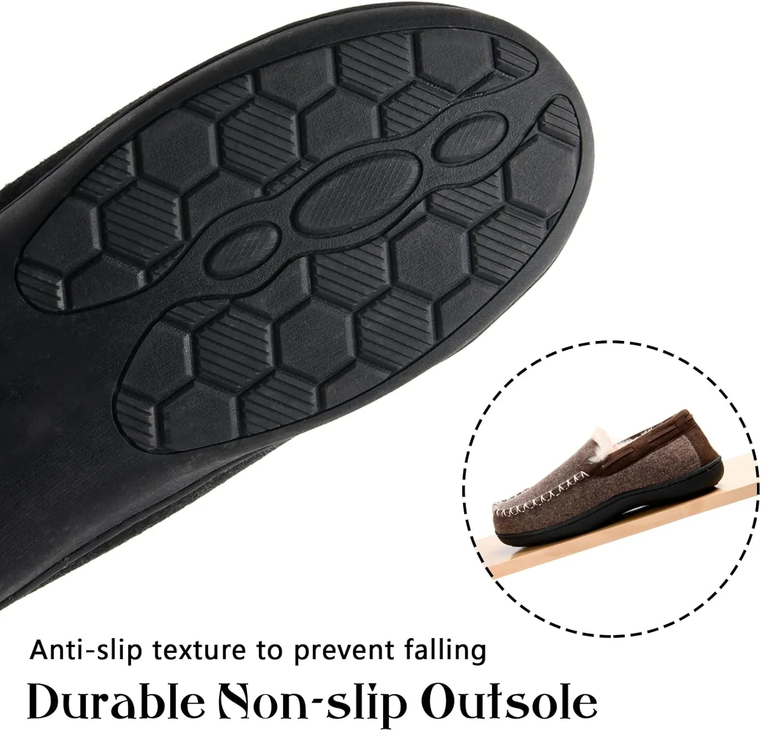 Mens Slippers with Memory Foam,Cozy Warm Winter Moccasin Slippers for Men,Non-slip Indoor House Shoes