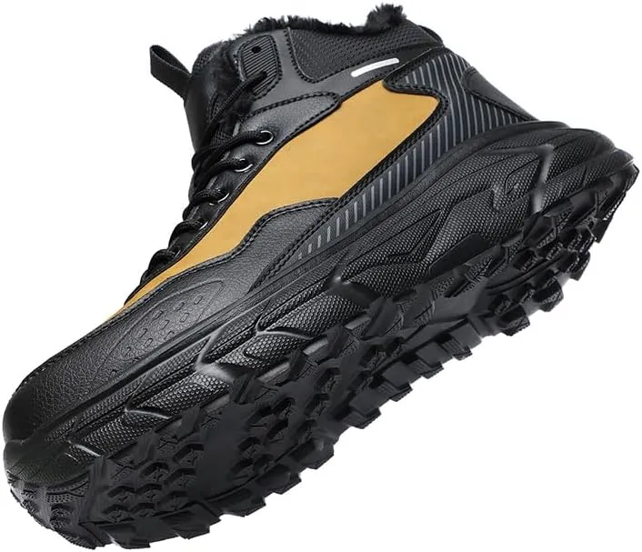 Men's Snow Boots Waterproof Warm Fur Lined Winter Hiking Boot Non-slip Outdoor Ankle High-top Shoes Work Hiker Trekking Trail