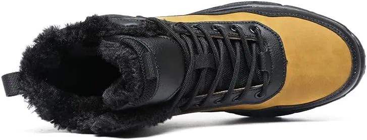 Men's Snow Boots Waterproof Warm Fur Lined Winter Hiking Boot Non-slip Outdoor Ankle High-top Shoes Work Hiker Trekking Trail