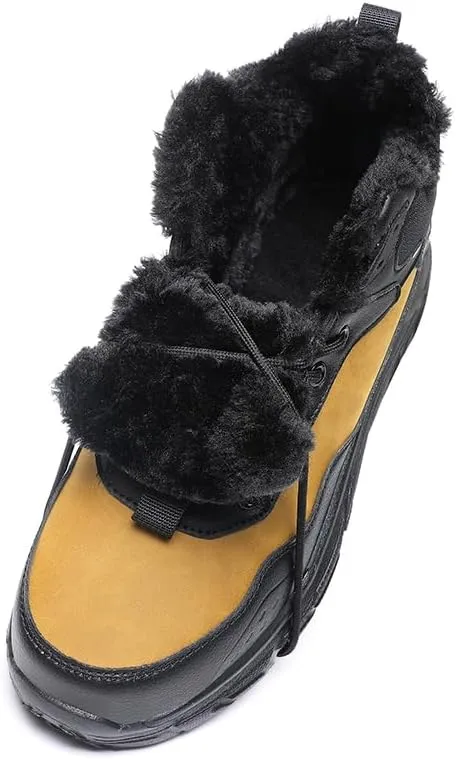 Men's Snow Boots Waterproof Warm Fur Lined Winter Hiking Boot Non-slip Outdoor Ankle High-top Shoes Work Hiker Trekking Trail