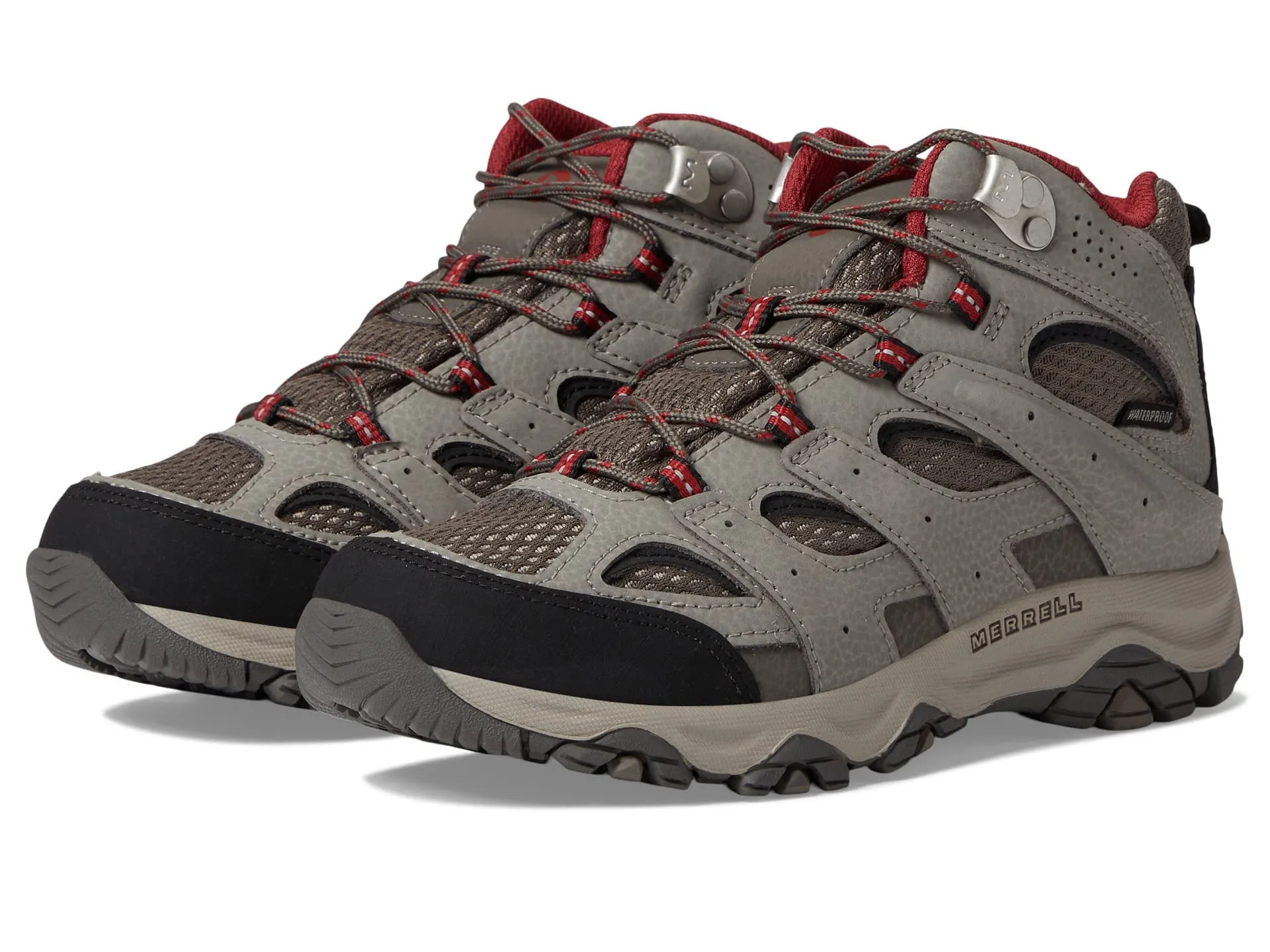 Merrell Unisex-Child Moab 3 Mid Waterproof Hiking Shoe 10.5 Big Kid Boulder/Red