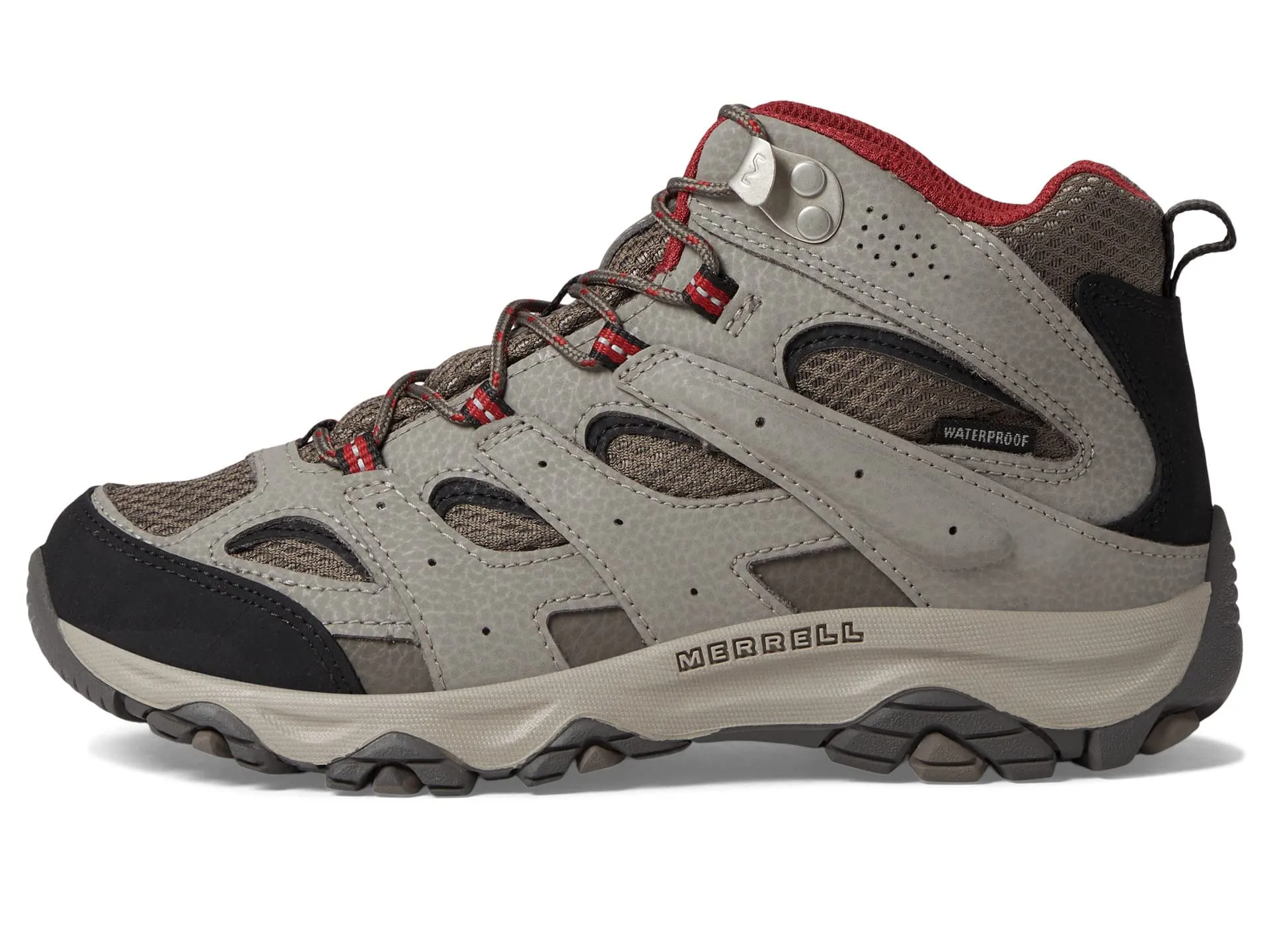 Merrell Unisex-Child Moab 3 Mid Waterproof Hiking Shoe 10.5 Big Kid Boulder/Red