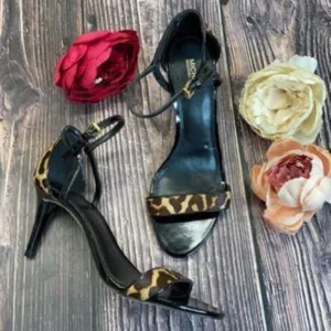 Michael Kors Black Leather Simone Dress Sandals 8.5M