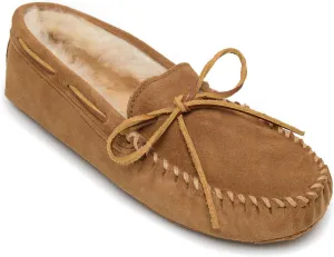 Minnetonka Men's Sheepskin Soft Leather Sole Moccasin Slipper